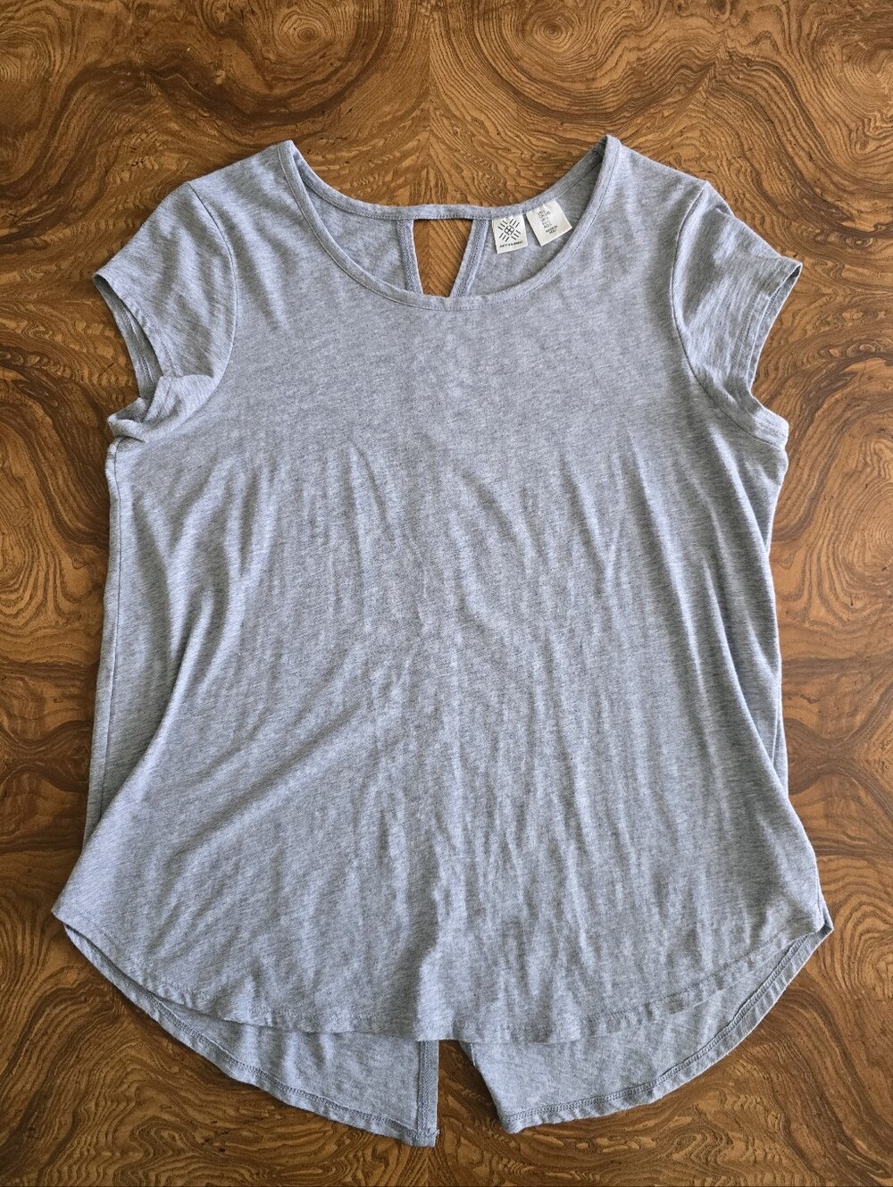 Artisan NY Gray Open Back Short Sleeve T-Shirt Womens Size L